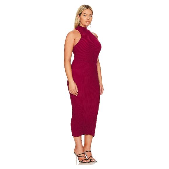 Good American Angeles Rib Mock Halter Midi Sweater Dress NWT 7/8 4x - Picture 3 of 12